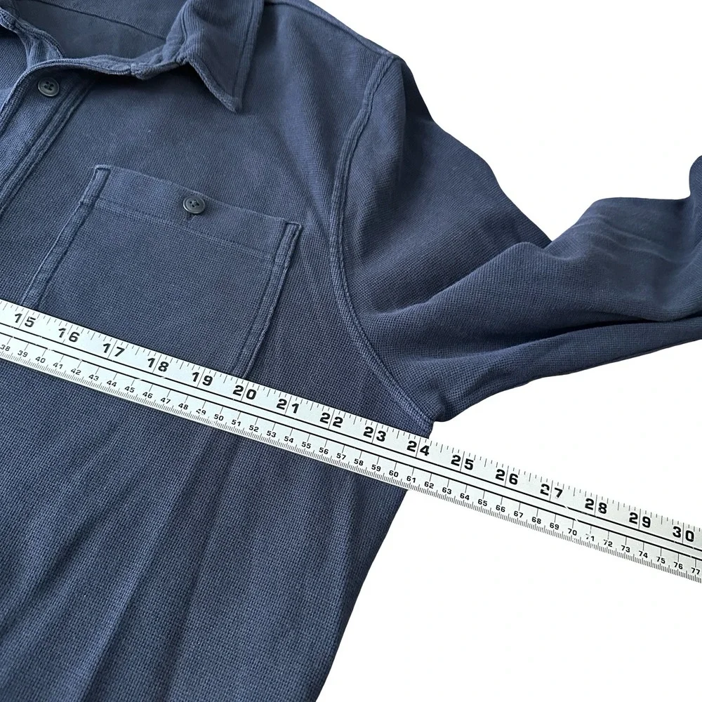 J.‎ Crew Oarsman Men's Long Sleeve Button Up Shirt Navy Blue Waffle XL